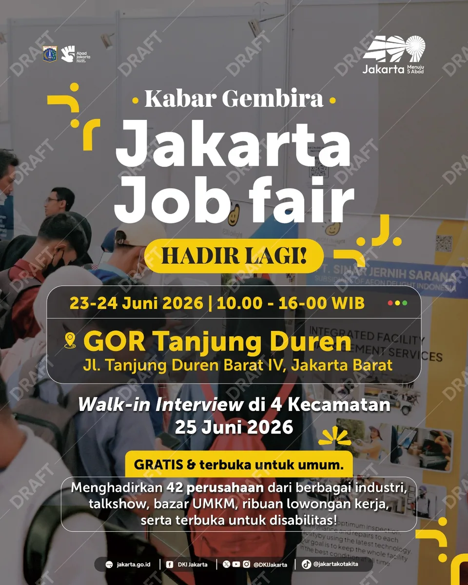 Job Fair Kabupaten Demak 2026 (Suku Dinas TKTE Wilayah Kabupaten Demak Barat) : 23-24 Juni 2026